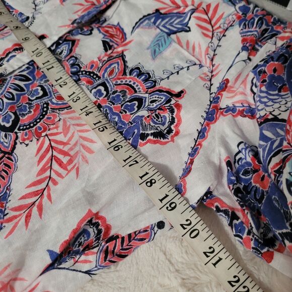 Charter Club Linen Top Womens Size Medium Floral Button Up Long Sleeve - Picture 6 of 6